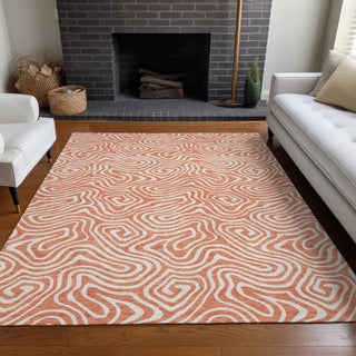 Piper Looms Chantille Swirls ACN1030 Salmon Machine Washable Area Rug Lifestyle Image Feature