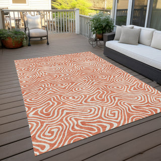 Piper Looms Chantille Swirls ACN1030 Salmon Machine Washable Area Rug Outdoor Lifestyle Image Feature