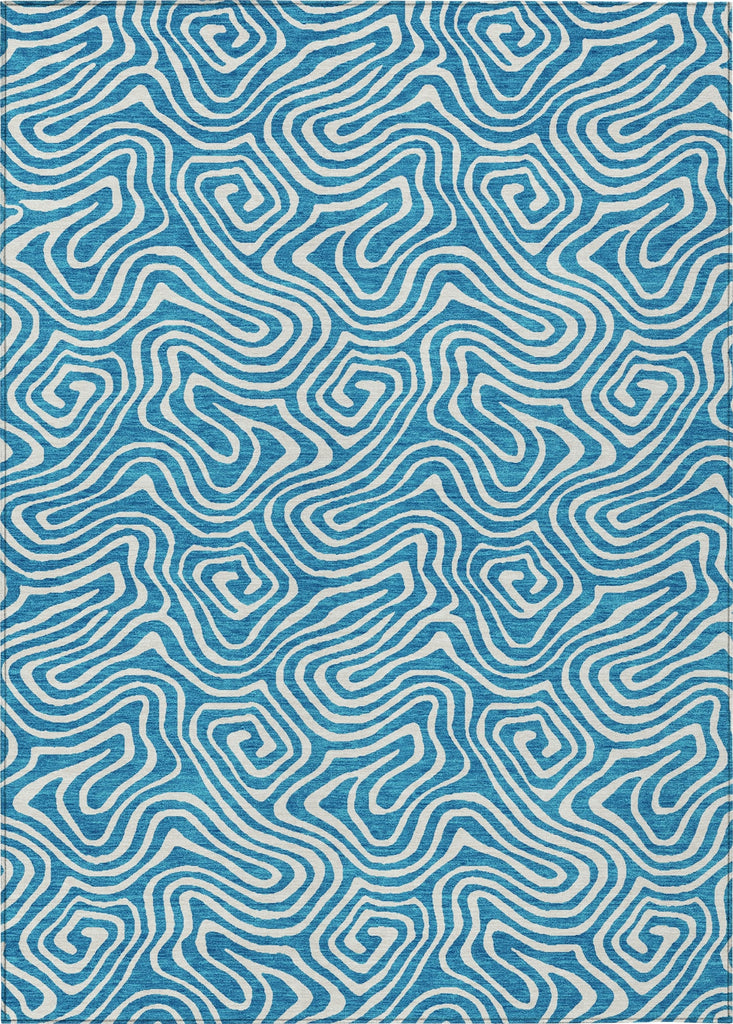 Piper Looms Chantille Swirls ACN1030 Teal Machine Washable Area Rug main image