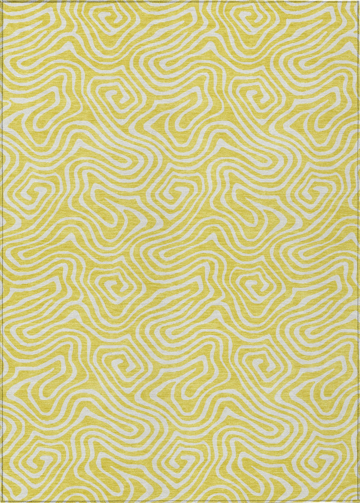 Piper Looms Chantille Swirls ACN1030 Yellow Machine Washable Area Rug main image