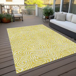 Piper Looms Chantille Swirls ACN1030 Yellow Machine Washable Area Rug Outdoor Lifestyle Image Feature