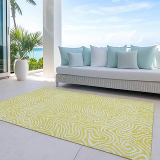 Piper Looms Chantille Swirls ACN1030 Yellow Machine Washable Area Rug Outdoor Lifestyle Image Feature