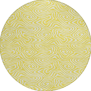 Piper Looms Chantille Swirls ACN1030 Yellow Machine Washable Area Rug Round Main Image