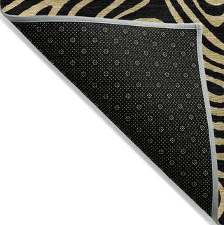 Piper Looms Chantille Swirls ACN1031 Black Machine Washable Area Rug Backing Image