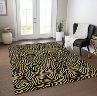 Piper Looms Chantille Swirls ACN1031 Black Machine Washable Area Rug Lifestyle Image Feature