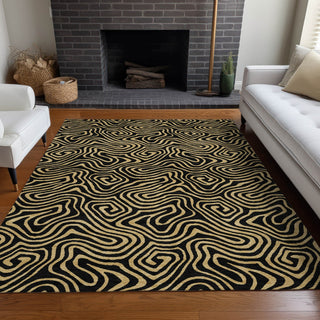 Piper Looms Chantille Swirls ACN1031 Black Machine Washable Area Rug Lifestyle Image Feature