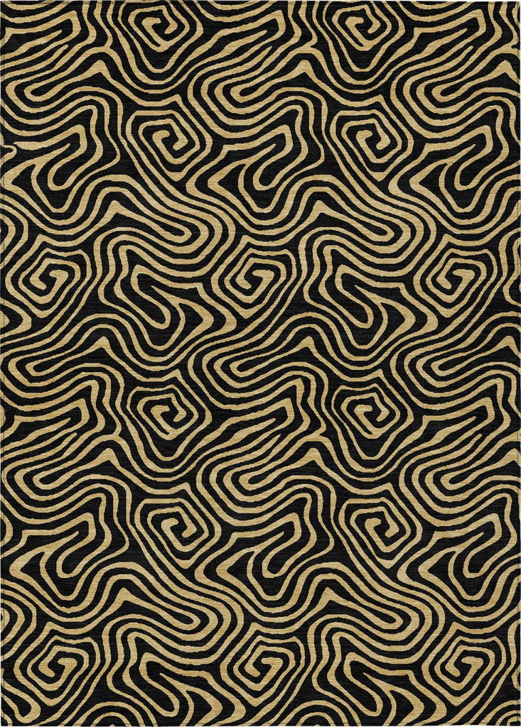 Piper Looms Chantille Swirls ACN1031 Black Machine Washable Area Rug main image