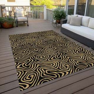 Piper Looms Chantille Swirls ACN1031 Black Machine Washable Area Rug Outdoor Lifestyle Image Feature