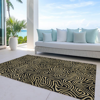 Piper Looms Chantille Swirls ACN1031 Black Machine Washable Area Rug Outdoor Lifestyle Image Feature
