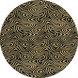 Piper Looms Chantille Swirls ACN1031 Black Machine Washable Area Rug Round Main Image