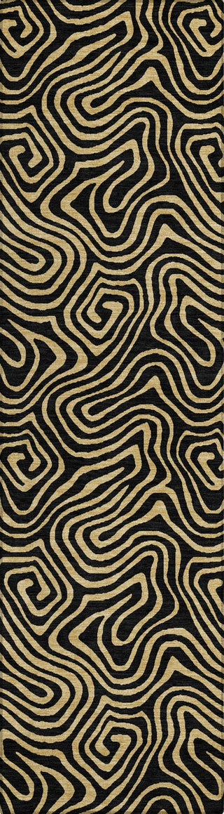 Piper Looms Chantille Swirls ACN1031 Black Machine Washable Area Rug Runner Main Image