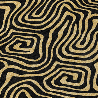Piper Looms Chantille Swirls ACN1031 Black Machine Washable Area Rug Swatch Image