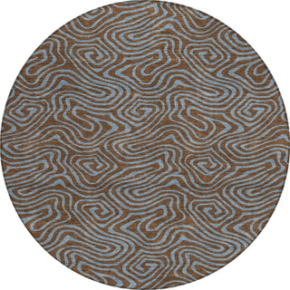 Piper Looms Chantille Swirls ACN1031 Brown Machine Washable Area Rug Round Main Image