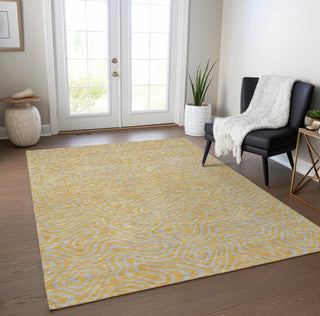Piper Looms Chantille Swirls ACN1031 Gold Machine Washable Area Rug Lifestyle Image Feature