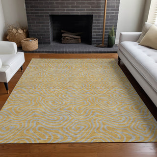 Piper Looms Chantille Swirls ACN1031 Gold Machine Washable Area Rug Lifestyle Image Feature