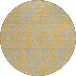 Piper Looms Chantille Swirls ACN1031 Gold Machine Washable Area Rug Round Main Image