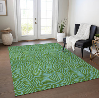 Piper Looms Chantille Swirls ACN1031 Green Machine Washable Area Rug Lifestyle Image Feature