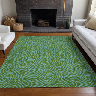 Piper Looms Chantille Swirls ACN1031 Green Machine Washable Area Rug Lifestyle Image Feature