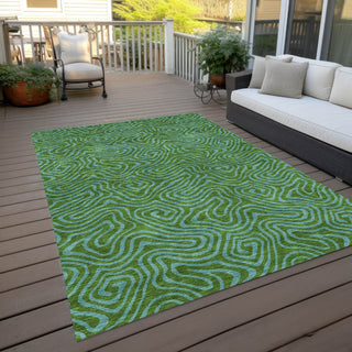 Piper Looms Chantille Swirls ACN1031 Green Machine Washable Area Rug Outdoor Lifestyle Image Feature