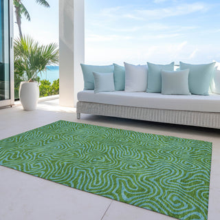 Piper Looms Chantille Swirls ACN1031 Green Machine Washable Area Rug Outdoor Lifestyle Image Feature