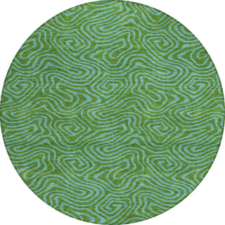 Piper Looms Chantille Swirls ACN1031 Green Machine Washable Area Rug Round Main Image