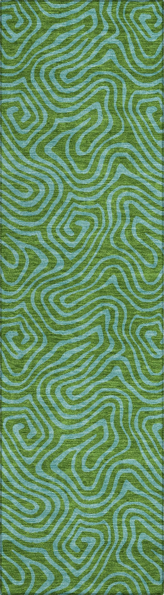 Piper Looms Chantille Swirls ACN1031 Green Machine Washable Area Rug Runner Main Image