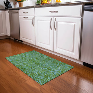 Piper Looms Chantille Swirls ACN1031 Green Machine Washable Area Rug Scatter Lifestyle Image Feature