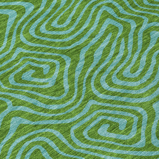 Piper Looms Chantille Swirls ACN1031 Green Machine Washable Area Rug Swatch Image