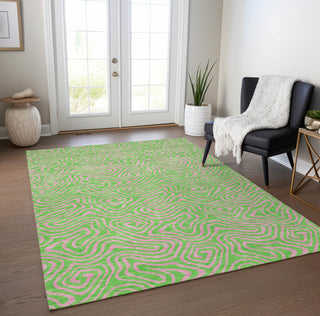 Piper Looms Chantille Swirls ACN1031 Lime Machine Washable Area Rug Lifestyle Image Feature