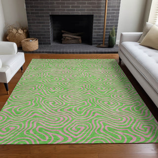 Piper Looms Chantille Swirls ACN1031 Lime Machine Washable Area Rug Lifestyle Image Feature