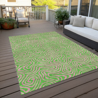 Piper Looms Chantille Swirls ACN1031 Lime Machine Washable Area Rug Outdoor Lifestyle Image Feature