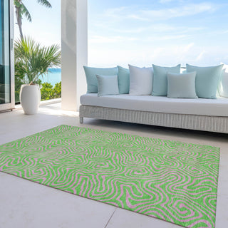 Piper Looms Chantille Swirls ACN1031 Lime Machine Washable Area Rug Outdoor Lifestyle Image Feature