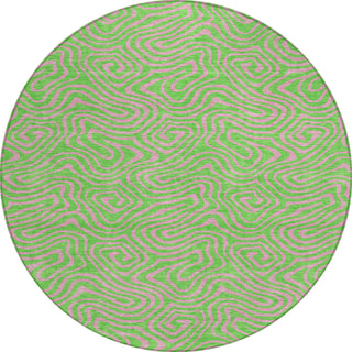 Piper Looms Chantille Swirls ACN1031 Lime Machine Washable Area Rug Round Main Image