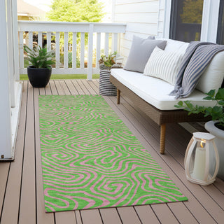 Piper Looms Chantille Swirls ACN1031 Lime Machine Washable Area Rug Runner Outdoor Lifestyle Image Feature