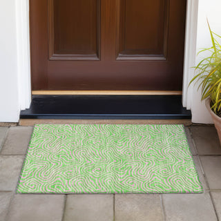 Piper Looms Chantille Swirls ACN1031 Lime Machine Washable Area Rug Scatter Outdoor Lifestyle Image Feature