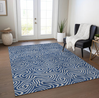 Piper Looms Chantille Swirls ACN1031 Navy Machine Washable Area Rug Lifestyle Image Feature