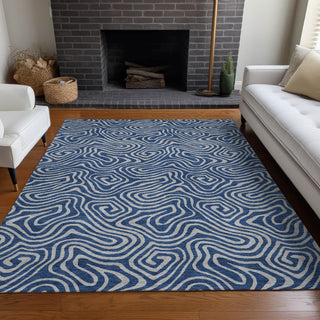 Piper Looms Chantille Swirls ACN1031 Navy Machine Washable Area Rug Lifestyle Image Feature