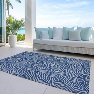 Piper Looms Chantille Swirls ACN1031 Navy Machine Washable Area Rug Outdoor Lifestyle Image Feature