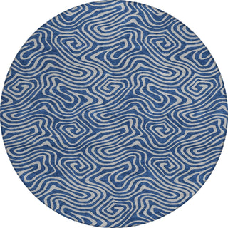 Piper Looms Chantille Swirls ACN1031 Navy Machine Washable Area Rug Round Main Image