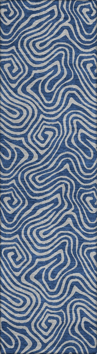 Piper Looms Chantille Swirls ACN1031 Navy Machine Washable Area Rug Runner Main Image