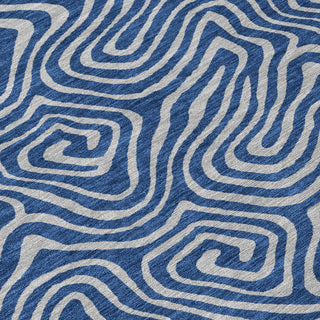Piper Looms Chantille Swirls ACN1031 Navy Machine Washable Area Rug Swatch Image