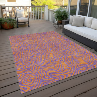 Piper Looms Chantille Swirls ACN1031 Purple Machine Washable Area Rug Outdoor Lifestyle Image Feature