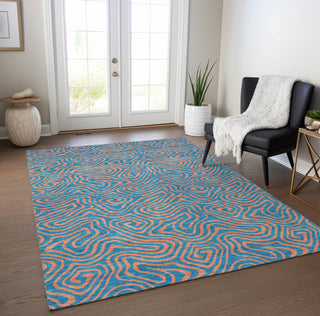 Piper Looms Chantille Swirls ACN1031 Teal Machine Washable Area Rug Lifestyle Image Feature