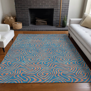 Piper Looms Chantille Swirls ACN1031 Teal Machine Washable Area Rug Lifestyle Image Feature
