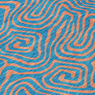 Piper Looms Chantille Swirls ACN1031 Teal Machine Washable Area Rug Swatch Image