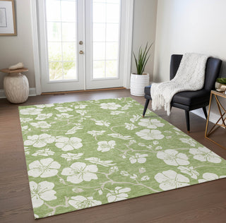 Piper Looms Chantille Floral ACN1032 Aloe Machine Washable Area Rug Lifestyle Image Feature