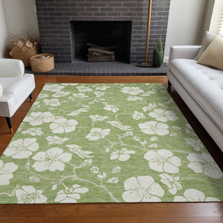 Piper Looms Chantille Floral ACN1032 Aloe Machine Washable Area Rug Lifestyle Image Feature