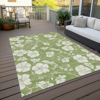 Piper Looms Chantille Floral ACN1032 Aloe Machine Washable Area Rug Outdoor Lifestyle Image Feature