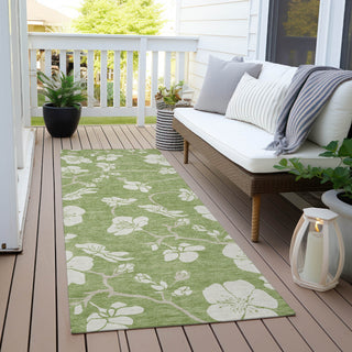 Piper Looms Chantille Floral ACN1032 Aloe Machine Washable Area Rug Runner Outdoor Lifestyle Image Feature