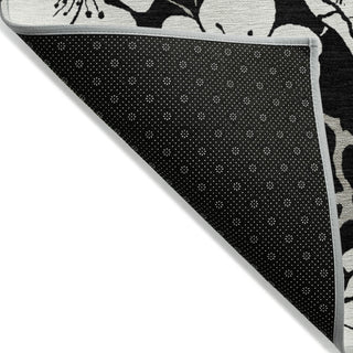 Piper Looms Chantille Floral ACN1032 Black Machine Washable Area Rug Backing Image